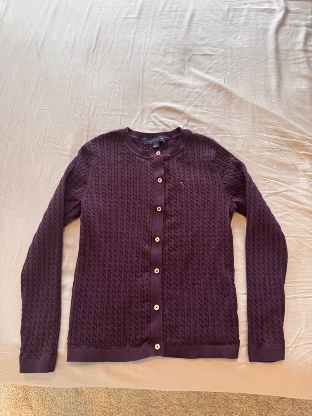 Tommy Hilfiger Women's Cable Knit Cardigan - Deep Plum